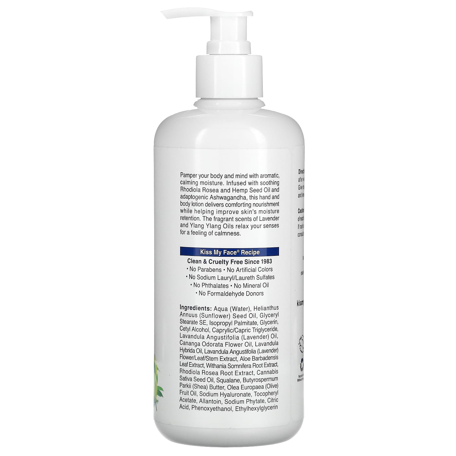 Kiss My Face, De-Stress, Hand & Body Lotion, Lavender + Ylang Ylang, 16 fl oz (473 ml)