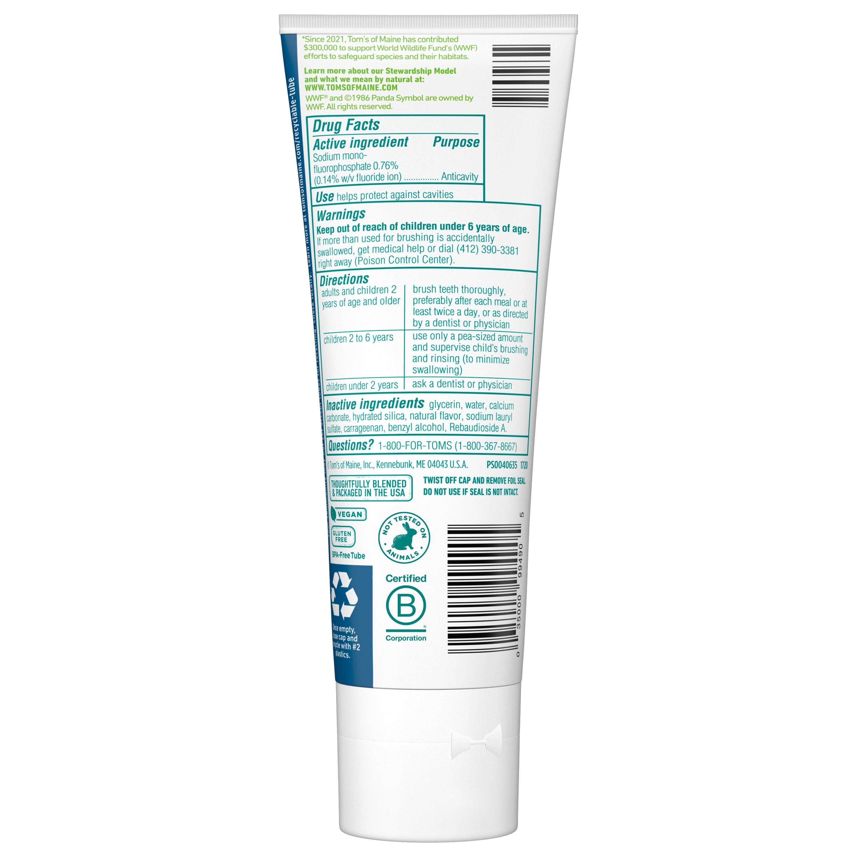 Tom's of Maine, Natural Anticavity Toothpaste with Fluoride, Watermelon, 5.1 oz (144 g)