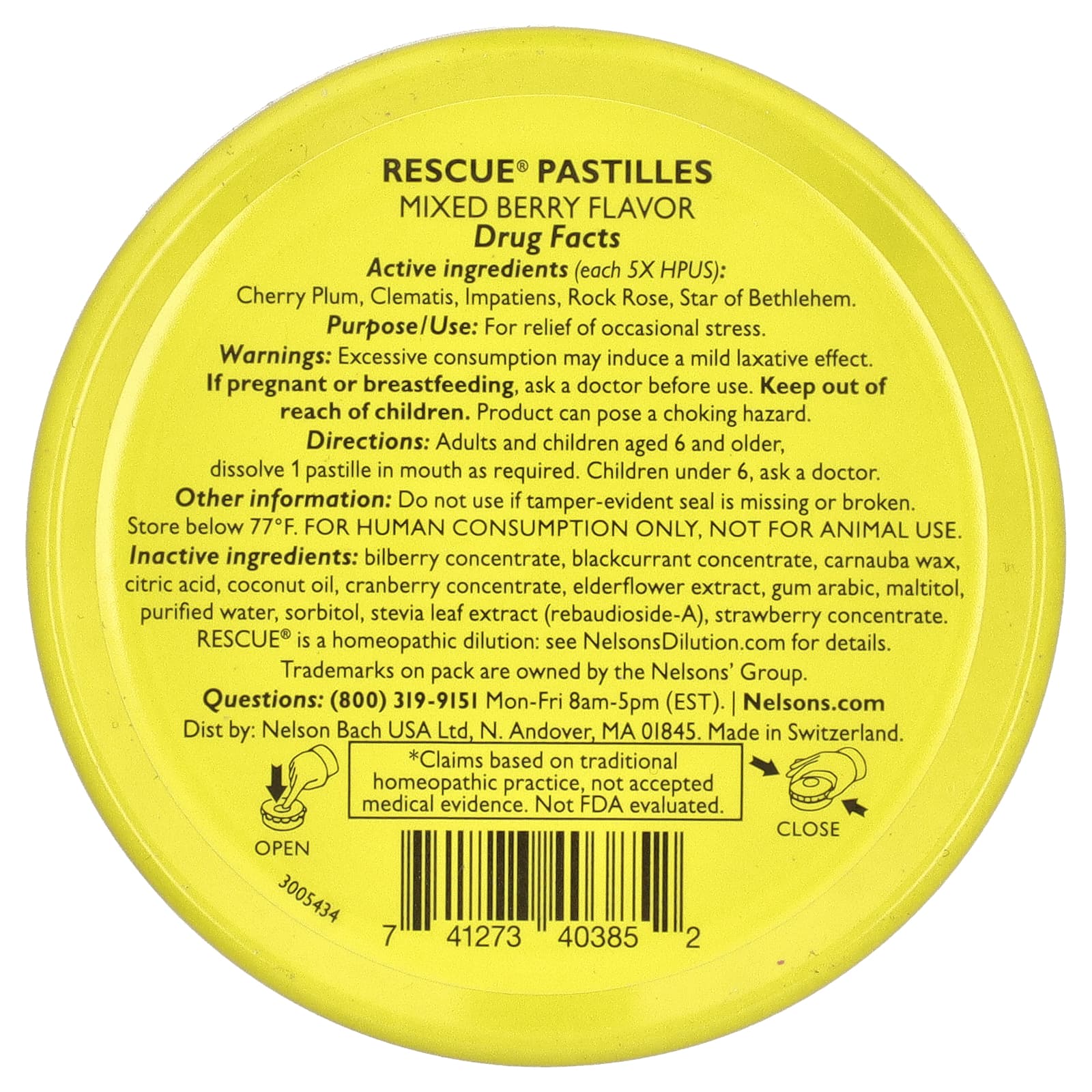 Bach, Rescue® Pastilles, Stress Relief, Mixed Berry, 35 Pastilles, 1.7 oz (50 g)