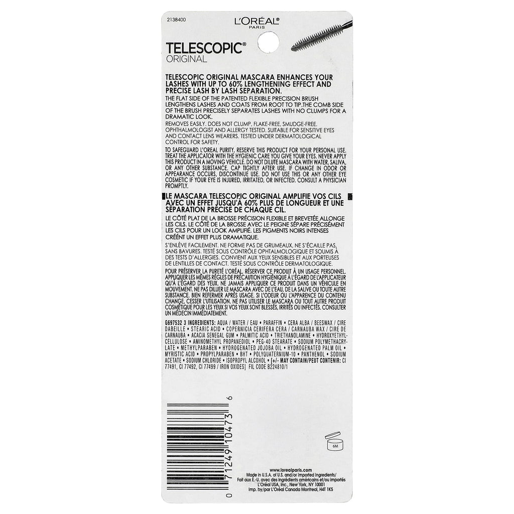 L'Oréal, Telescopic® Original Mascara, 915 Black Brown, 0.27 fl oz (8 ml)