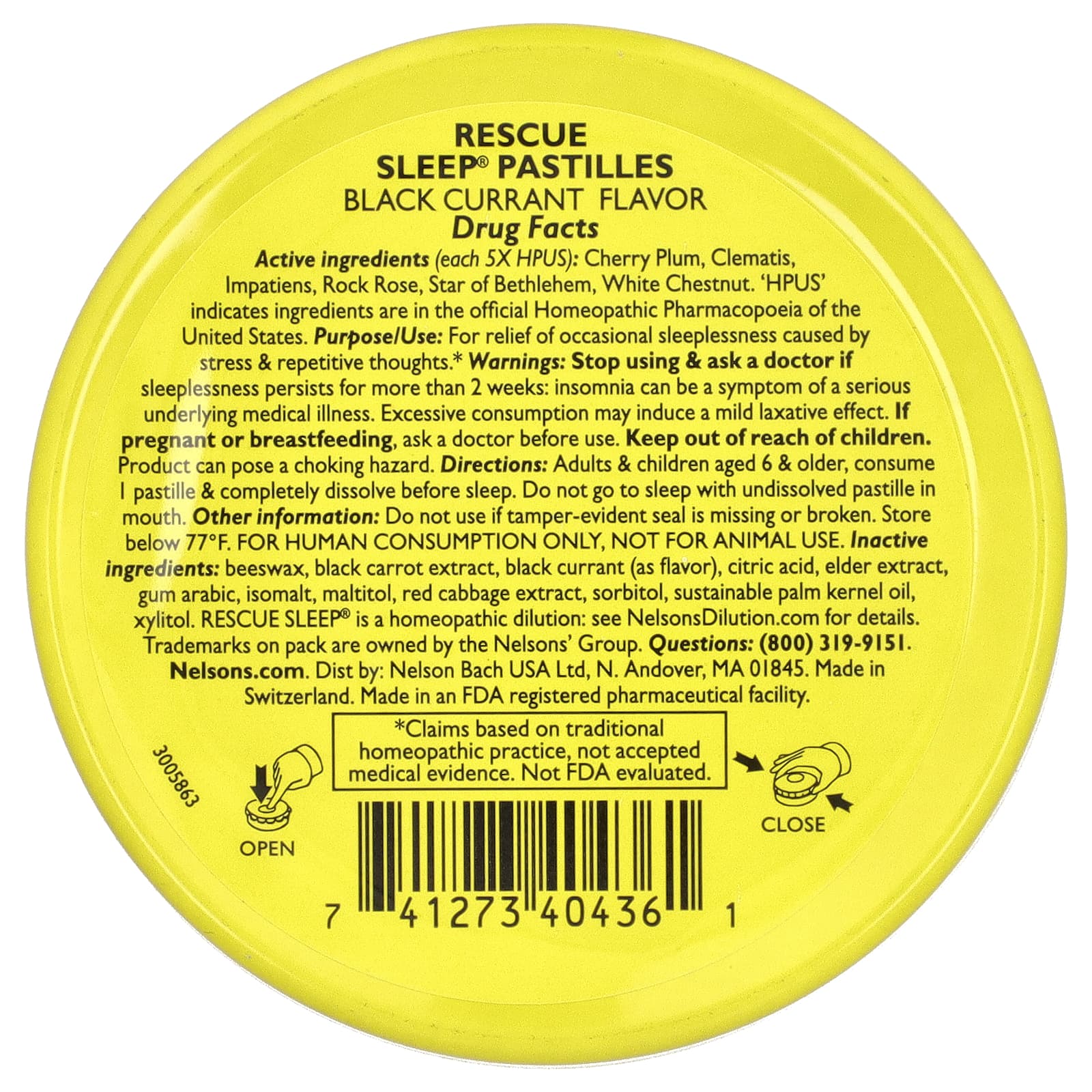 Bach, Rescue Sleep® Pastilles, Black Currant, 35 Pastilles, 1.7 oz (50 g)