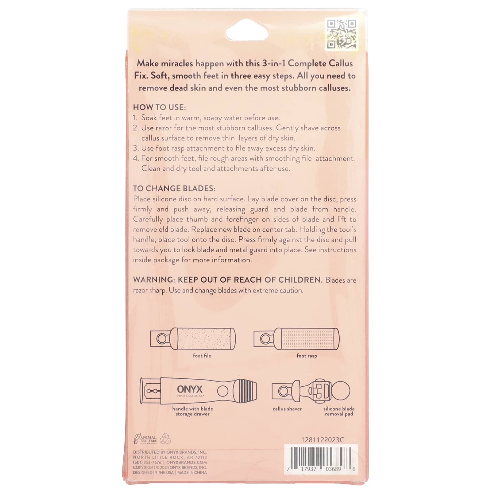 Onyx Professional, 3 Step Miracle, 3-In-1 Complete Callus Fix , 4 Piece Kit