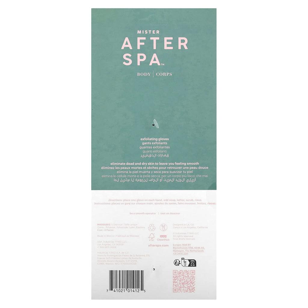 AfterSpa, Exfoliating Gloves, Black, 1 Pair