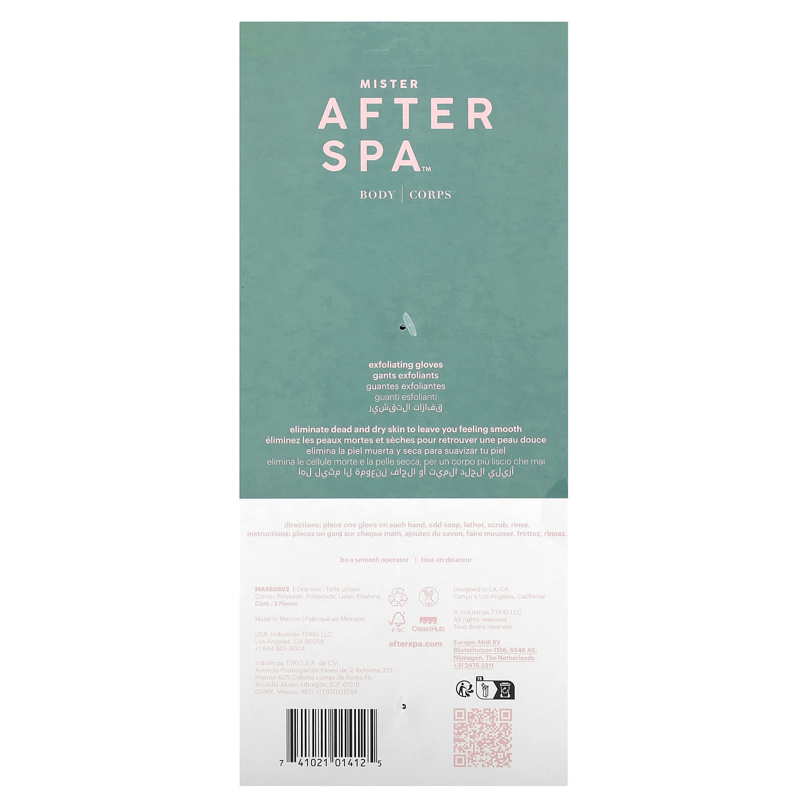 AfterSpa, Exfoliating Gloves, Black, 1 Pair