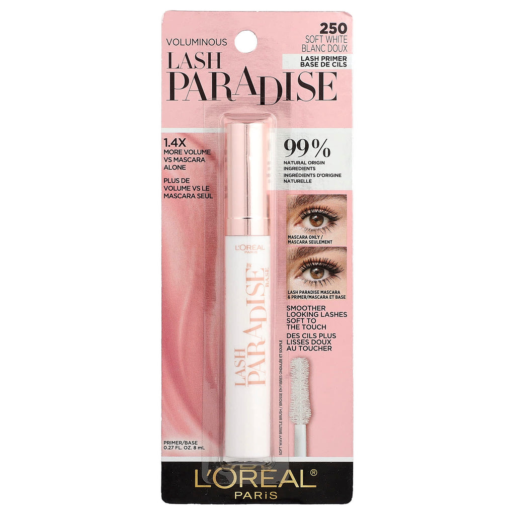 L'Oréal, Voluminous Lash Paradise™ Primer/Base, 250 Soft White, 0.27 fl oz (8 ml)