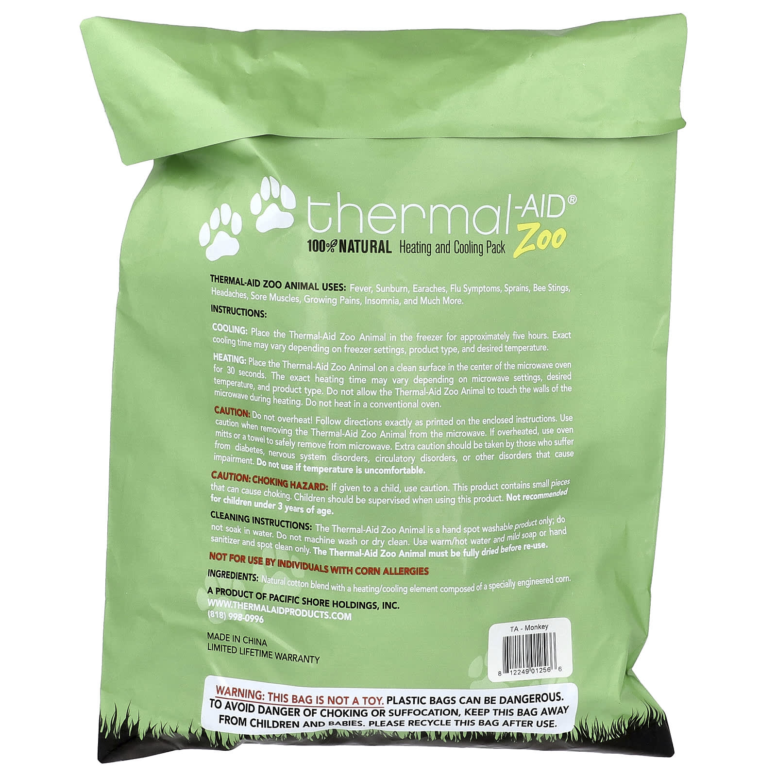 Thermal Aid, Heating and Cooling Pack, Zoo Monkey, JoJo, 1 Count