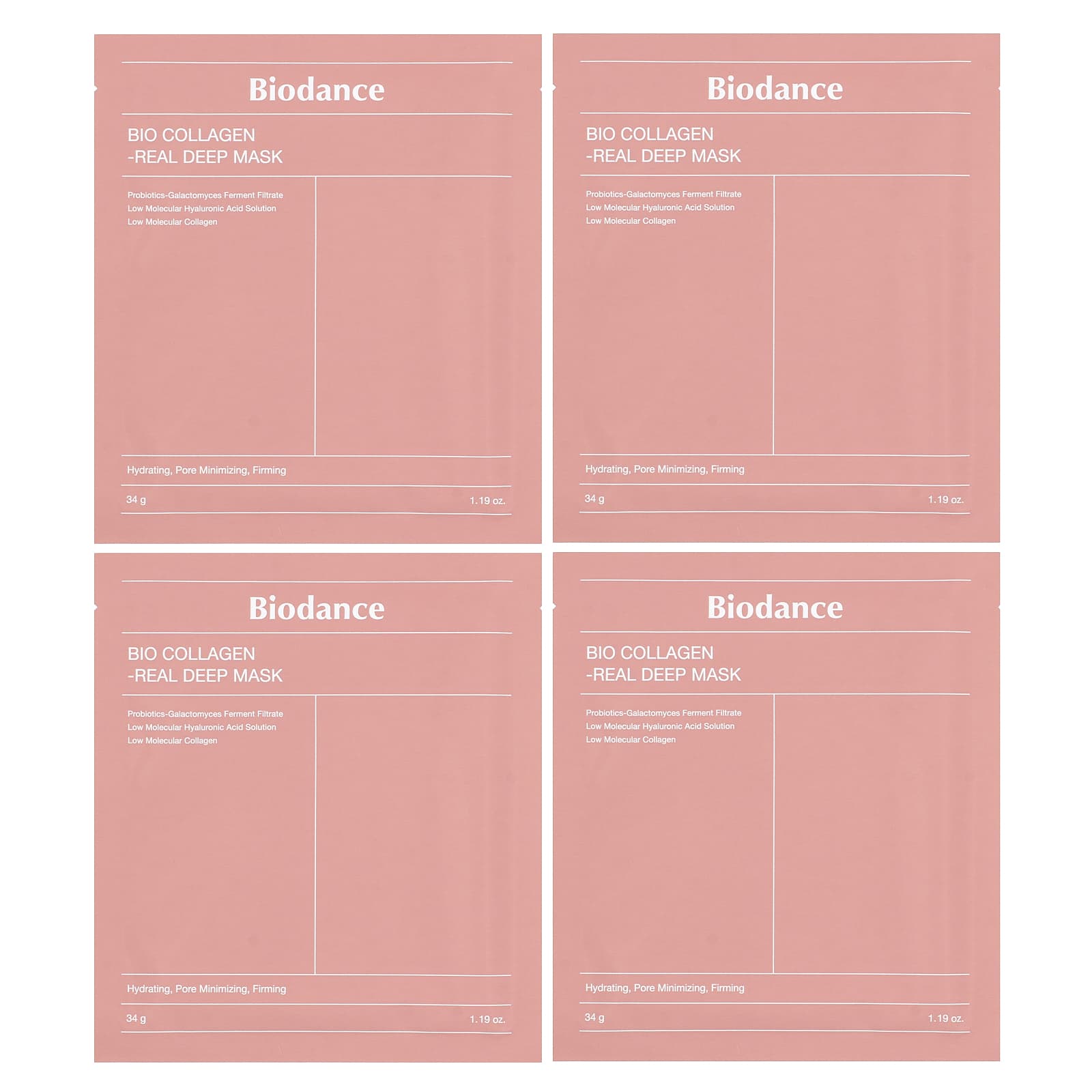 Biodance, Bio Collagen-Real Deep Beauty Mask, 4 Sheets, 1.19 oz (34 g) Each