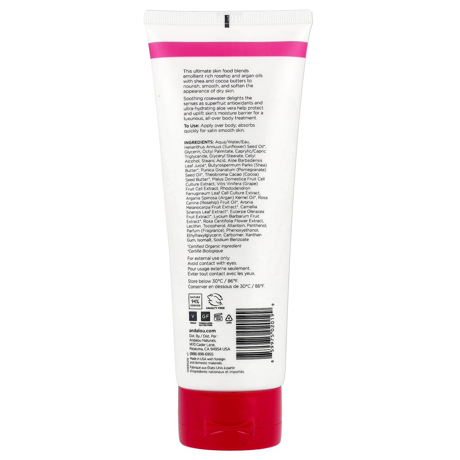Andalou Naturals, 1000 Roses®, Body Lotion, Soothing , 8 fl oz (236 ml)