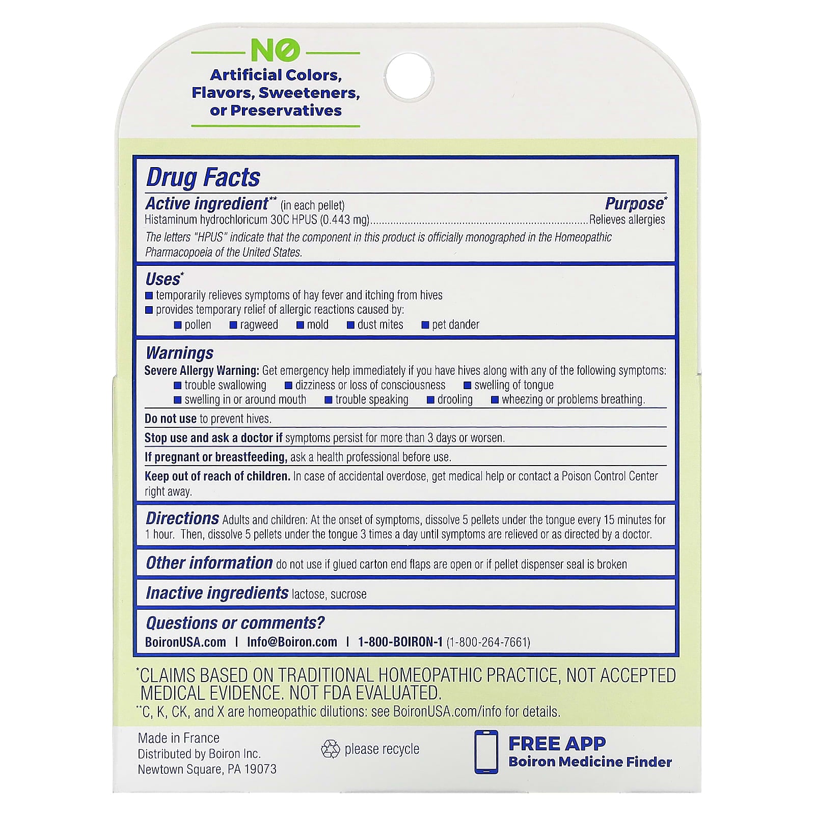 Boiron, Histaminum Hydrochloricum 30C, 3 Tubes, 80 Meltaway Pellets Each