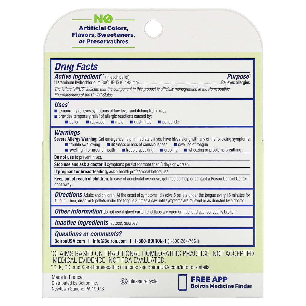 Boiron, Histaminum Hydrochloricum 30C, 3 Tubes, 80 Meltaway Pellets Each