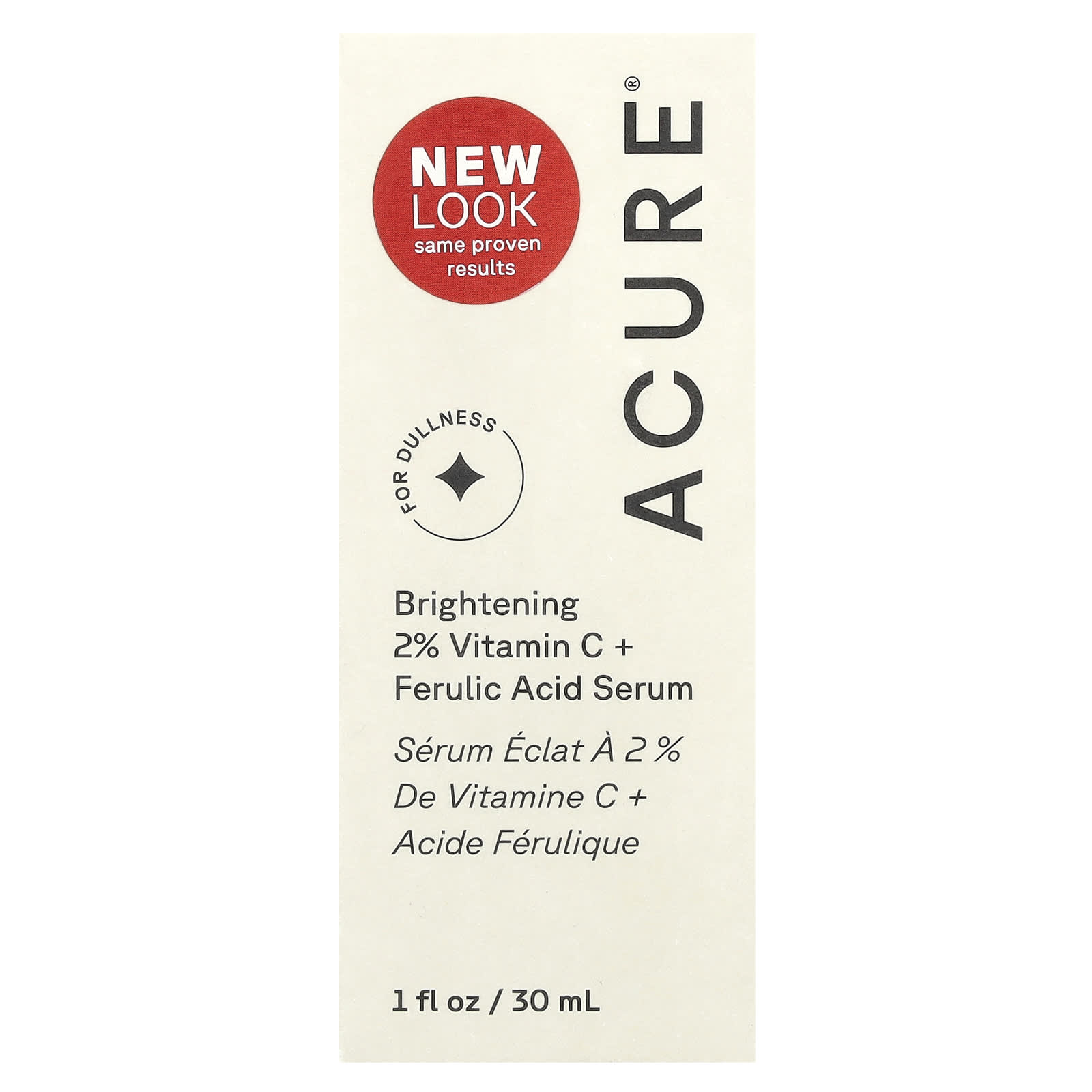 ACURE, Brightening 2% Vitamin C + Ferulic Acid Serum, 1 fl oz (30 ml)