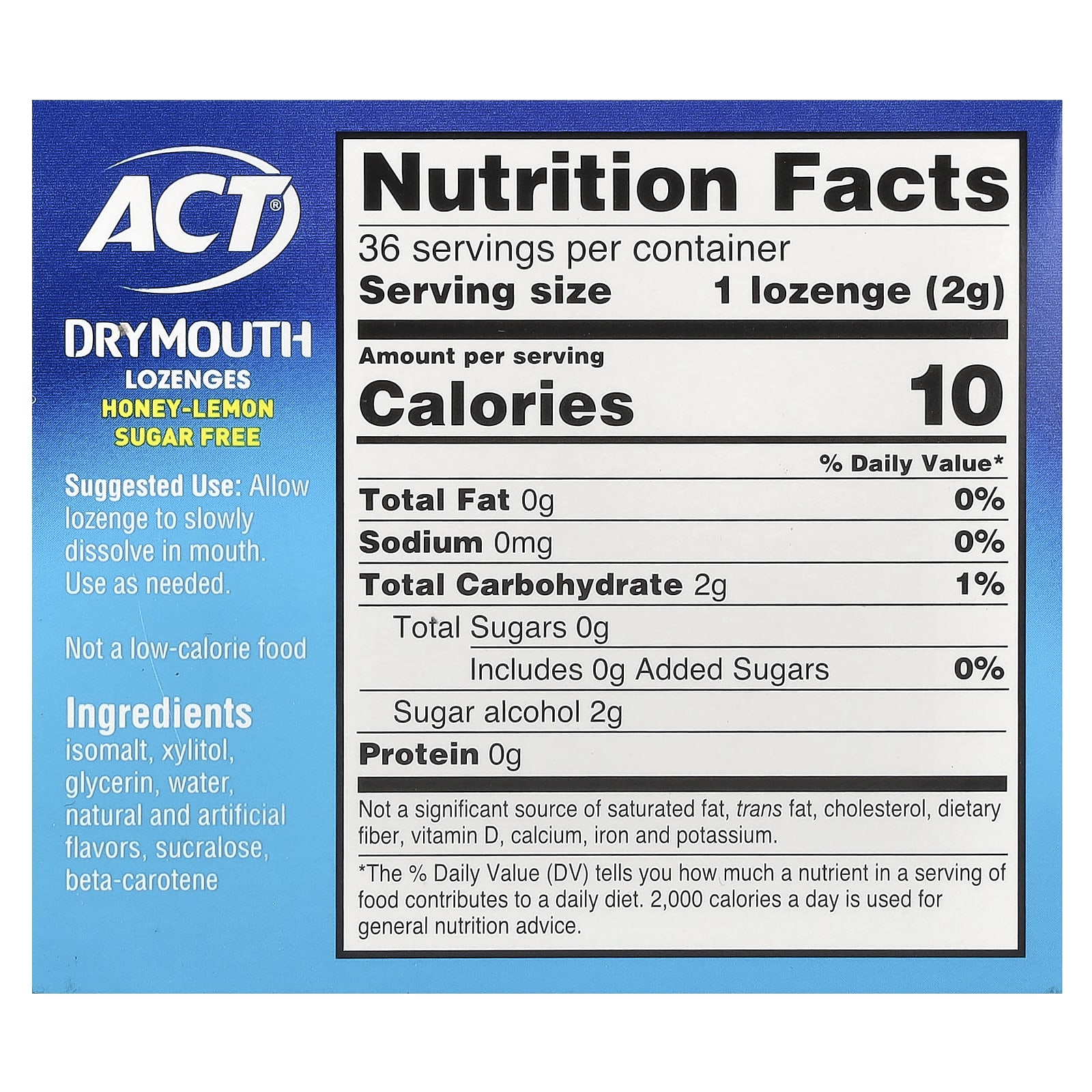 Act, Dry Mouth Lozenges with Xylitol, Honey-Lemon, 36 Lozenges