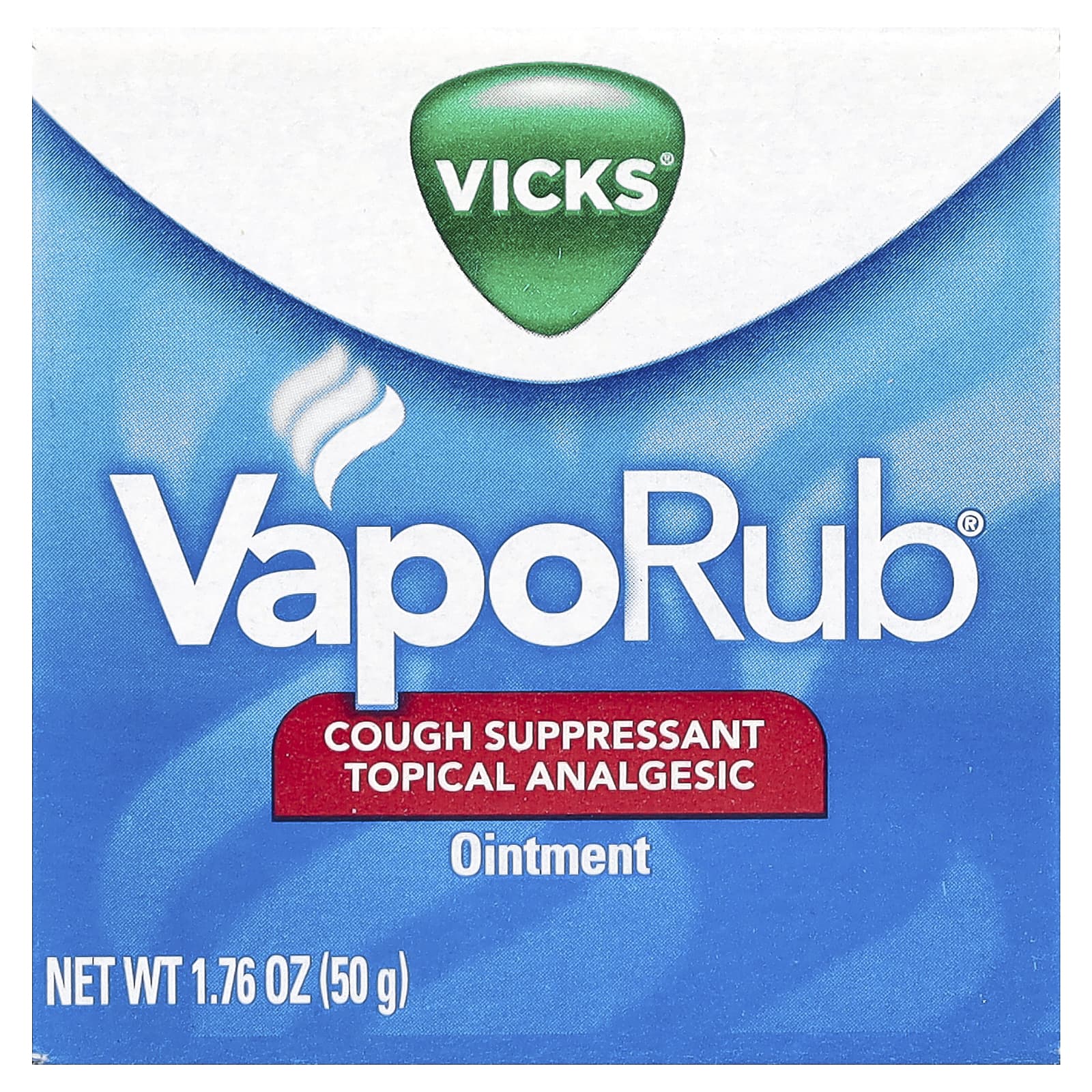 Vicks, VapoRub®, Cough Suppressant Topical Analgesic Ointment, 1.76 oz (50 g)