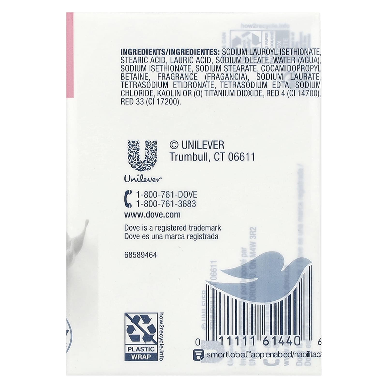 Dove, Beauty Bar Soap with Deep Moisture, Pink, 4 Bars, 3.75 oz (106 g) Each