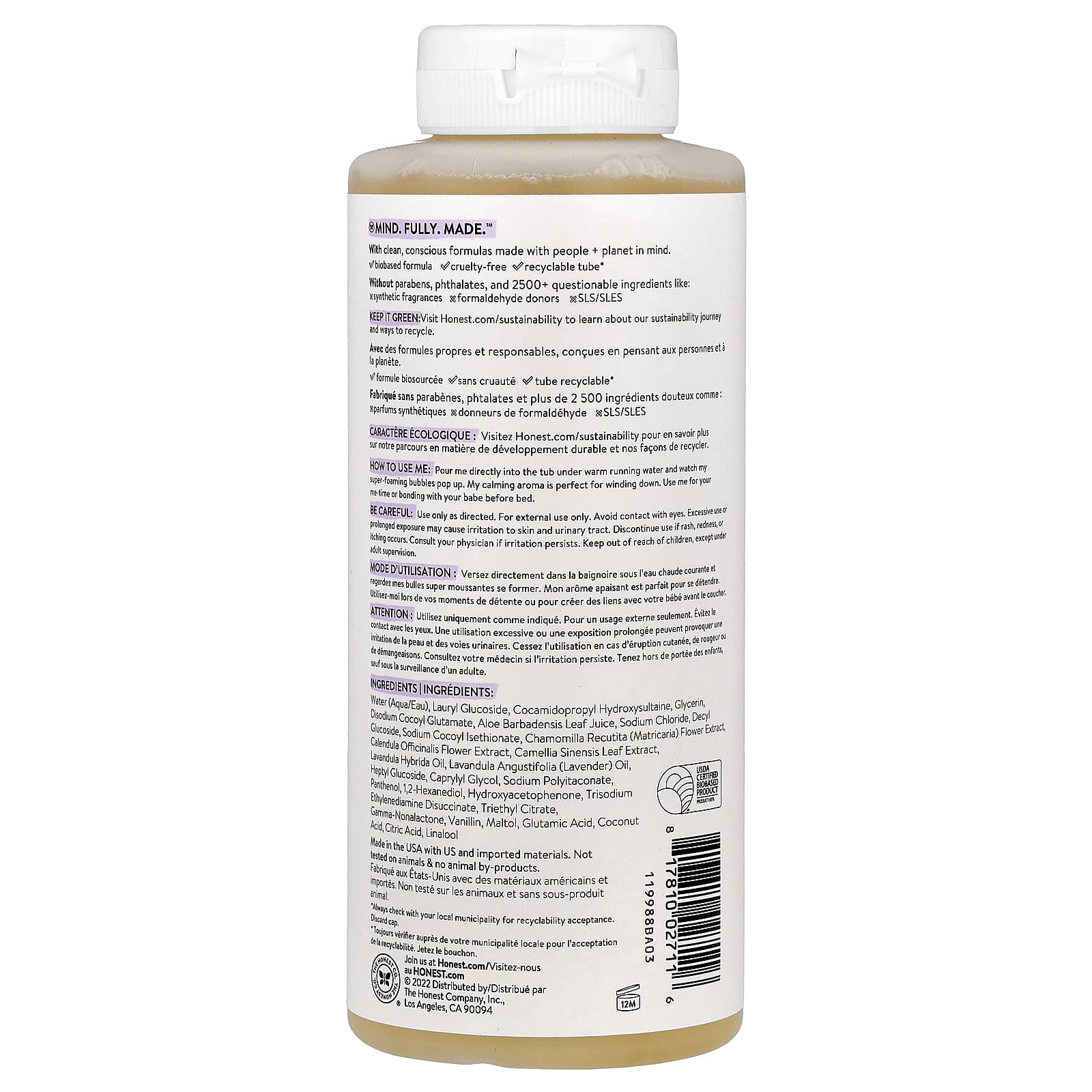 The Honest Company, Calm™ Bubble Bath, Lavender, 12 fl oz (355 ml)