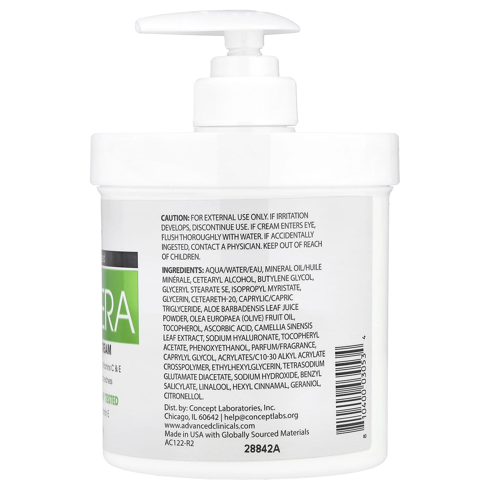 Advanced Clinicals, Aloe Vera, Soothe + Recover Cream, 16 oz (454 g)