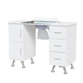 OmySalon Manicure Table with Glass Top, Wrist Rest & Storage