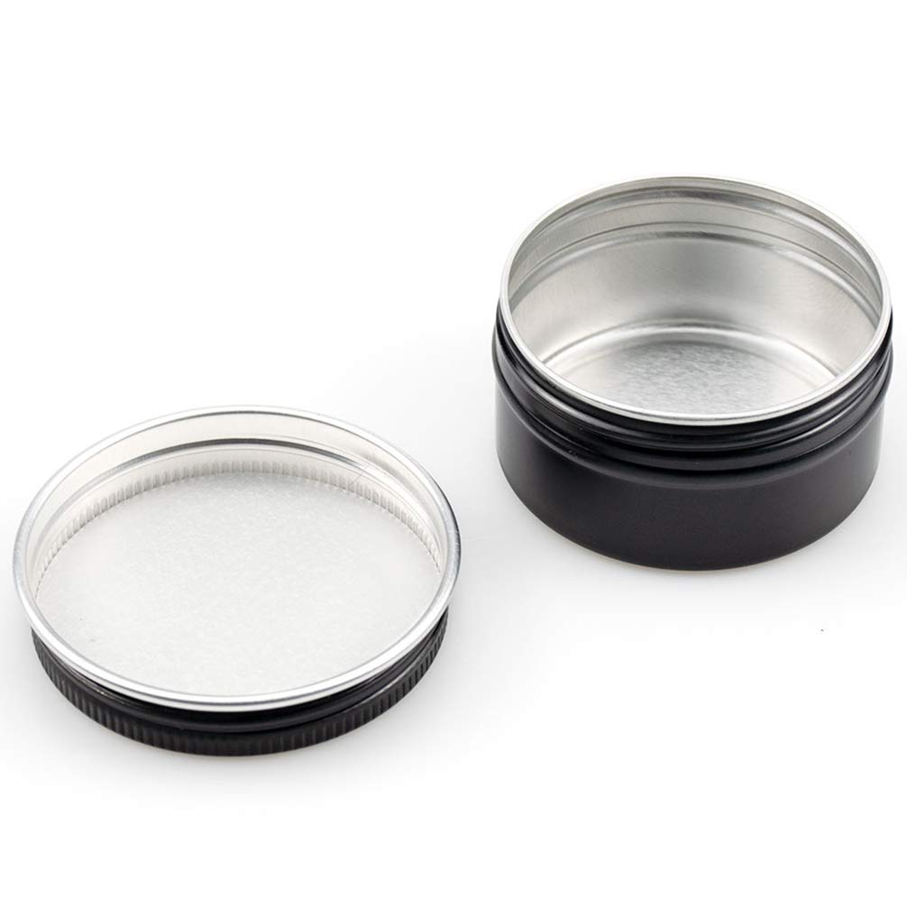 Foraineam 60 Pack 1 oz Black Aluminum Round Lip Balm Tins with Screw Lids