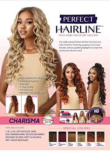 Outre Charisma HD Lace Front Wig, 13x6 Hand-Tied Layered Wavy Synthetic Hair