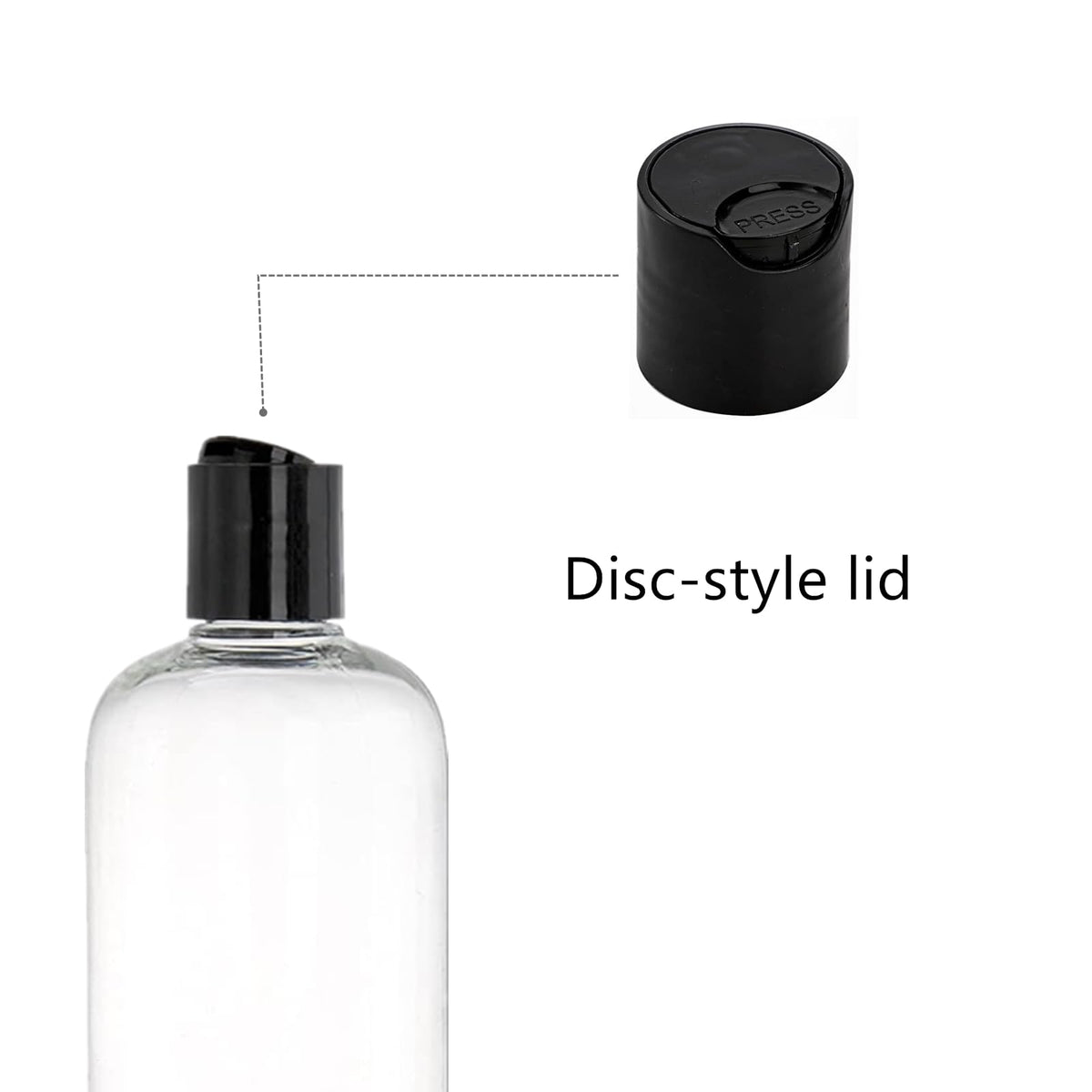 20 Pack 16 oz Clear PET Refillable Bottles with Disc Top Caps