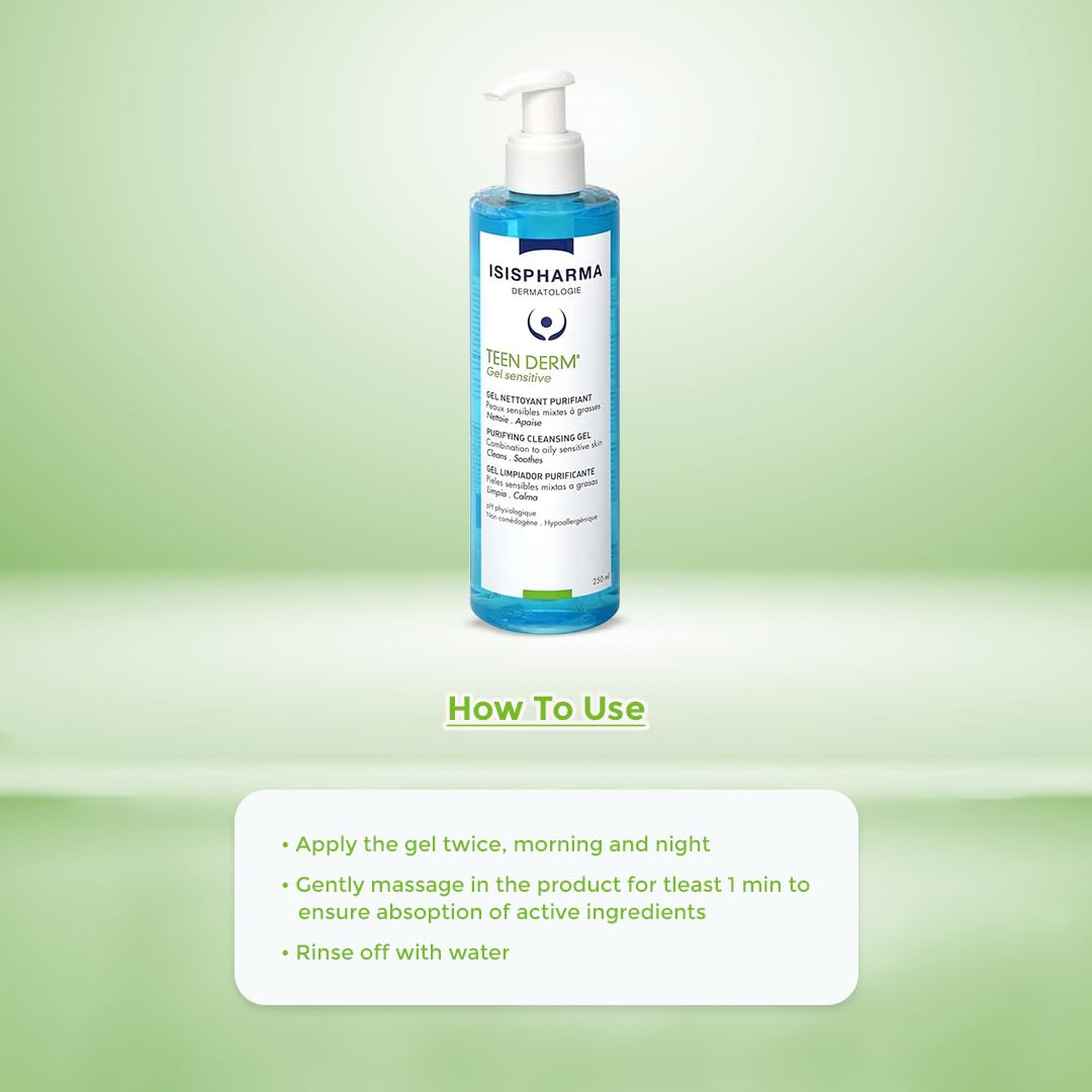 Isis Pharma Teen Derm Gel Sensitive Skin Moisturizer, 250ml