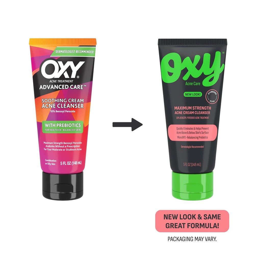 Oxy Maximum Strength Acne Cleanser with 10% Benzoyl Peroxide, 5 Fl Oz, Pack of 3
