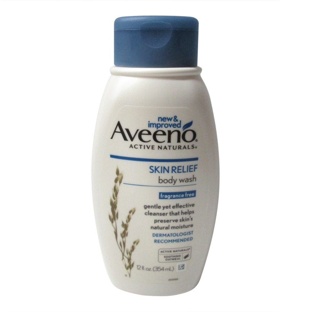 Aveeno Skin Relief Body Wash, Fragrance Free, 12 fl oz, Pack of 3