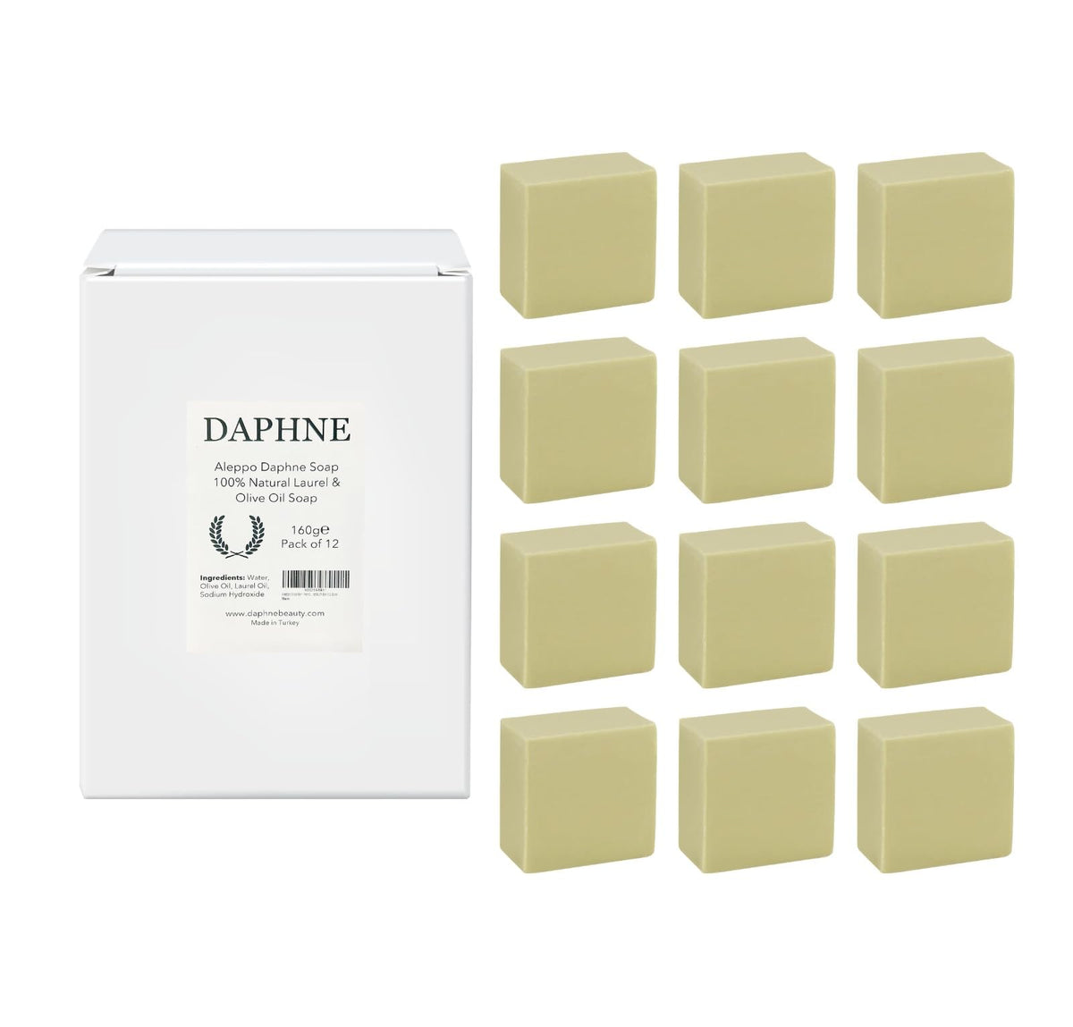 Aleppo Soap Bars, Handmade Natural Vegan Olive Oil & Laurel Soap, 12 x 5.6 oz