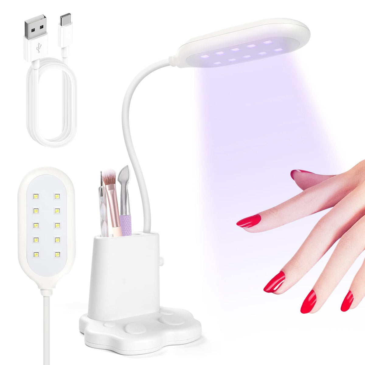 Saviland Goose Neck UV LED Nail Lamp with Brush Holder