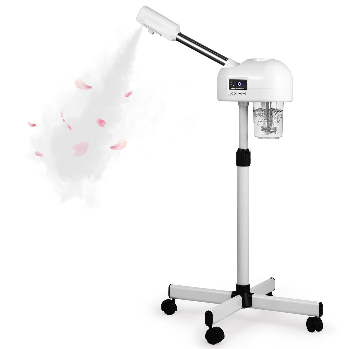 Professional Facial Steamer on Wheels with Hot Mist, Timer and Touch Screen
