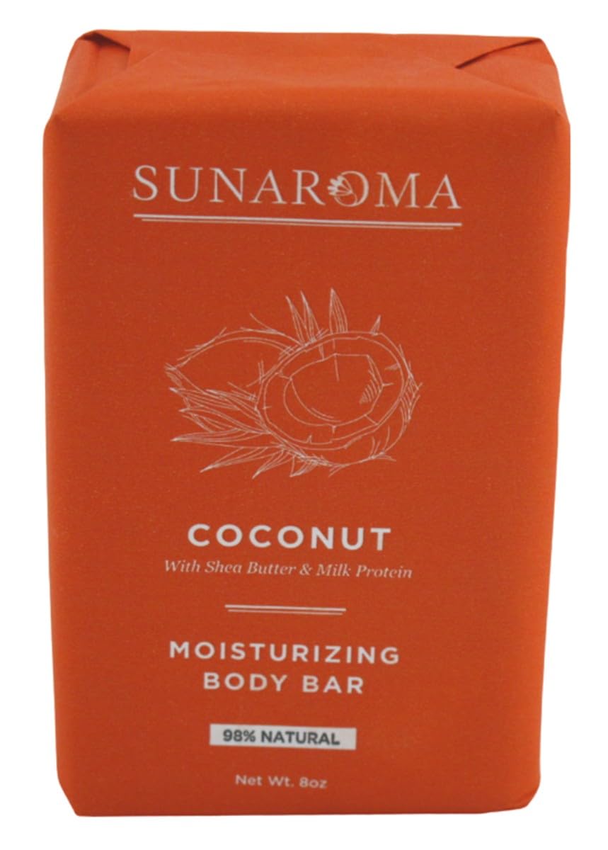 Sunaroma Coconut Soap Bars with Shea Butter and Milk Protein, 8 oz Each