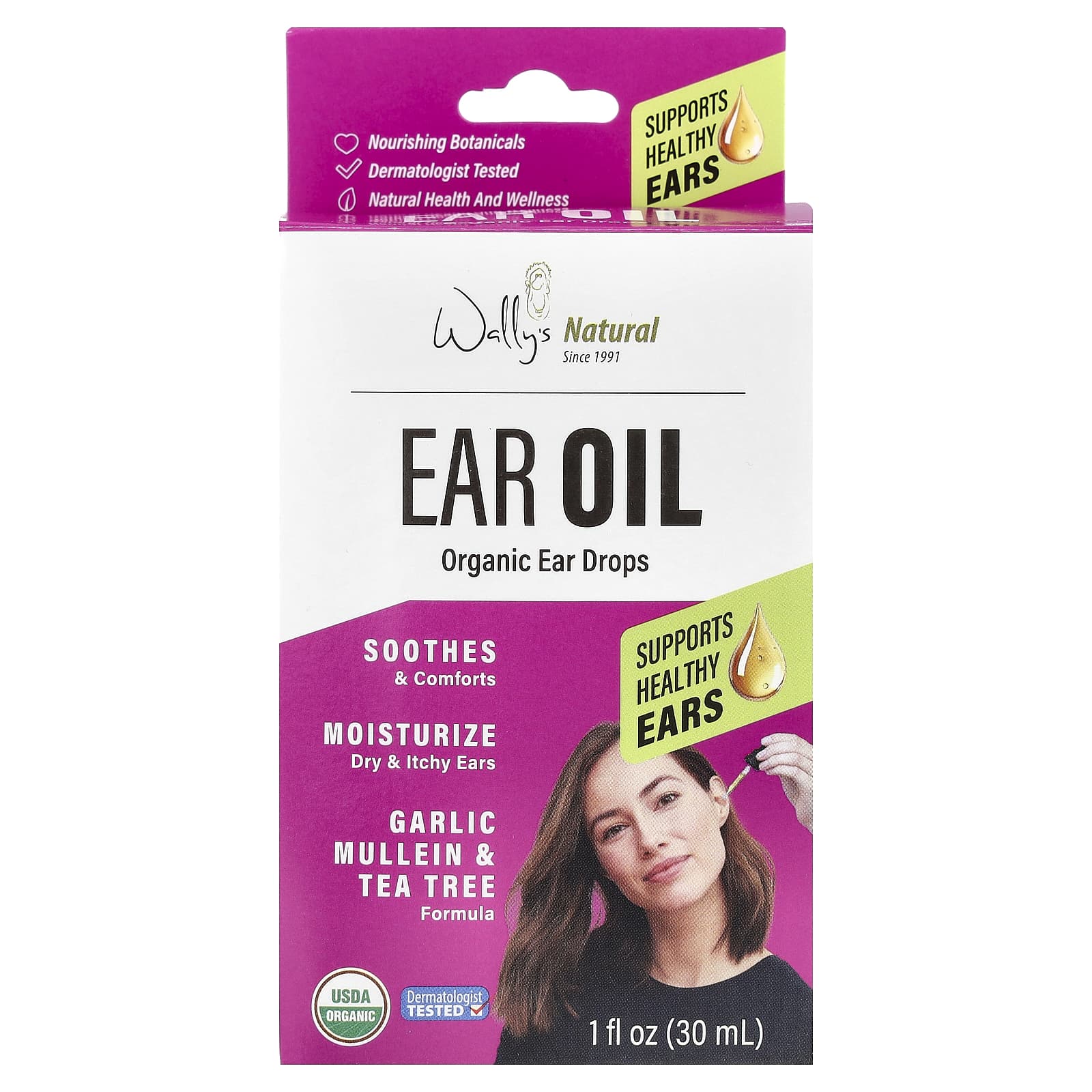 Wally's Natural, Organic Ear Oil Drops, 1 fl oz (30 ml)
