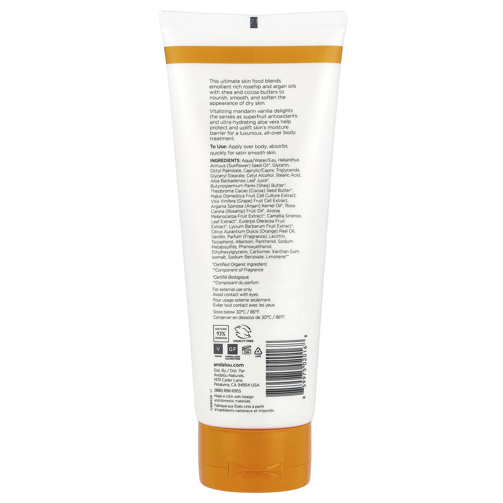 Andalou Naturals, Body Lotion, Mandarin Vanilla, 8 fl oz (236 ml)