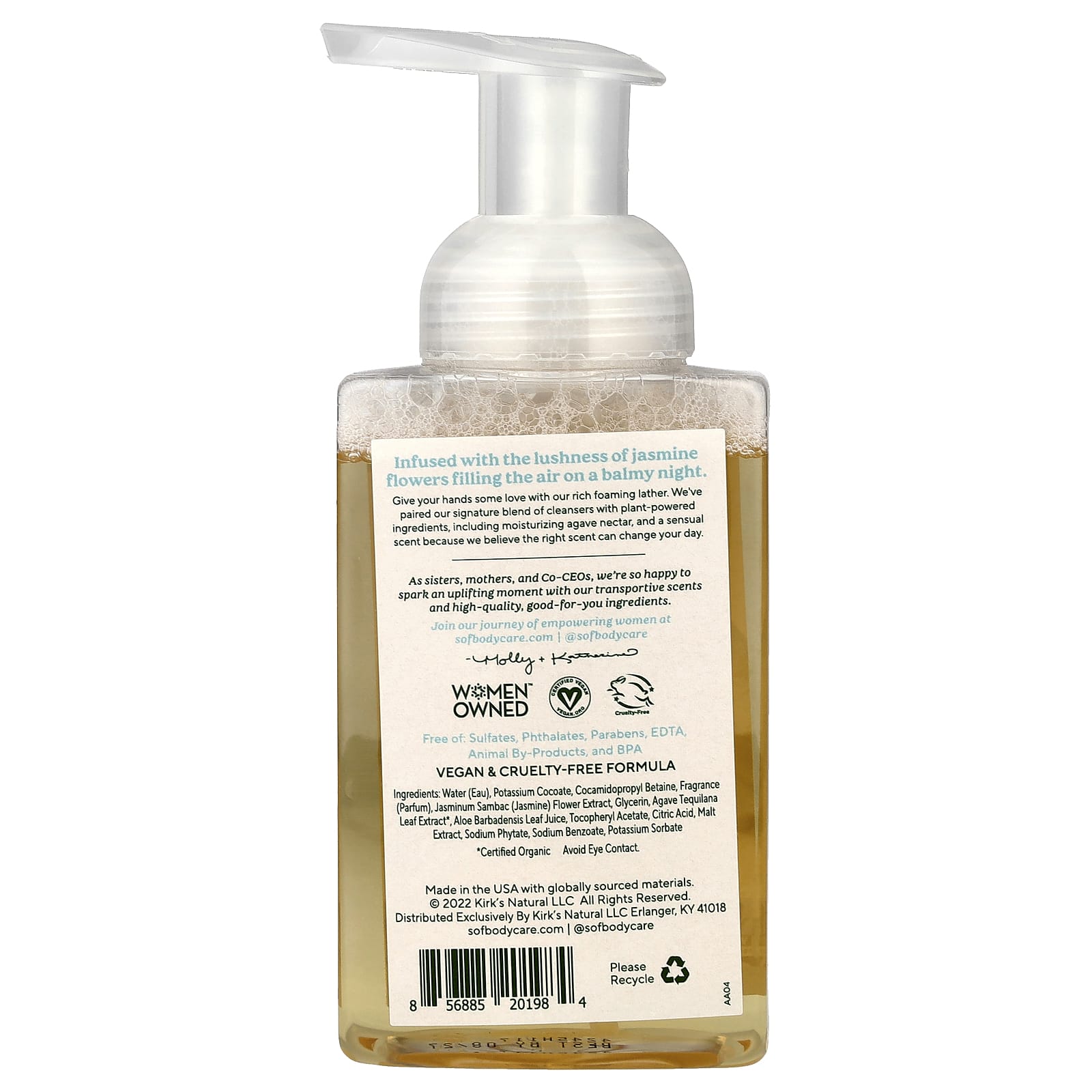SoF, Hydrating Foaming Hand Wash with Agave Nectar, Blooming Jasmine, 8 fl oz (236 ml)