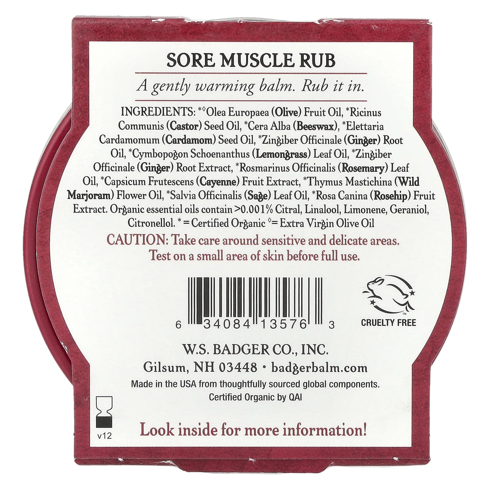 Badger, Organic Sore Muscle Rub, Cayenne & Ginger, 2 oz (56 g)