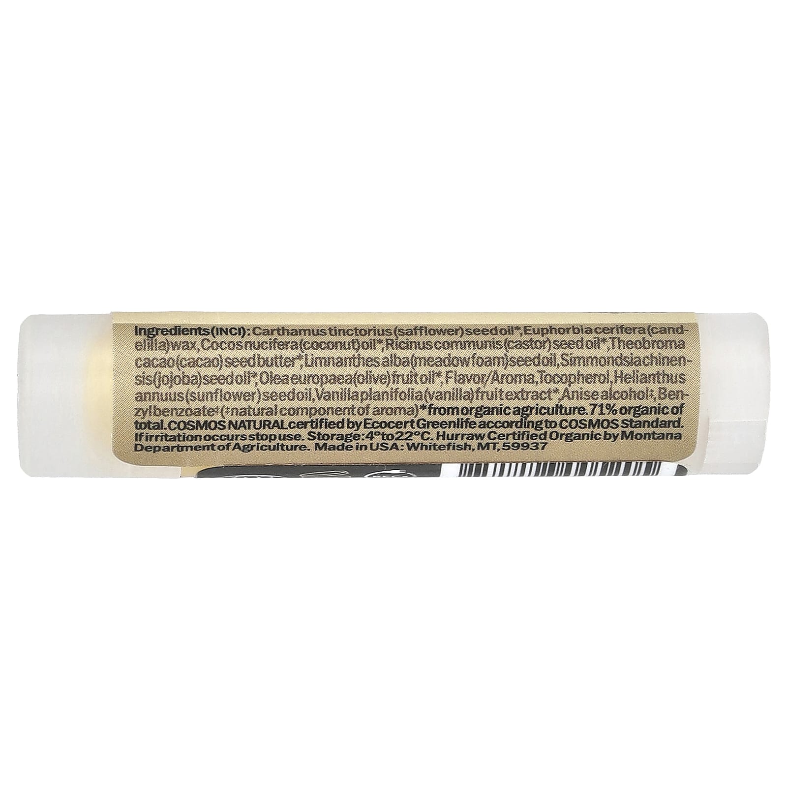 Hurraw! Balm, Lip Balm, Vanilla Bean , 0.17 oz (4.8 g)