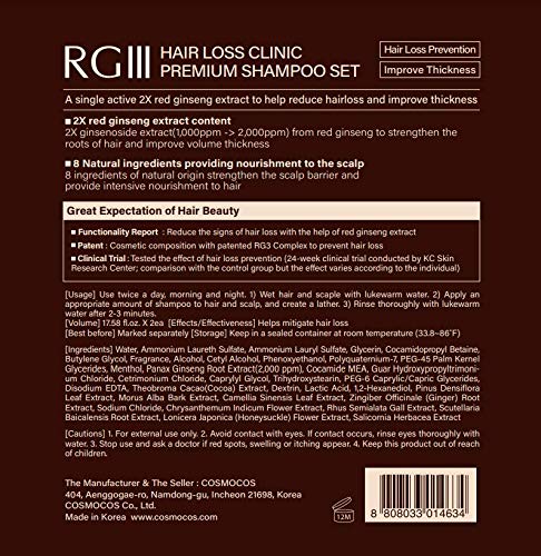 RG3 RGIII Premium Hair Loss Shampoo Two Bottle Set