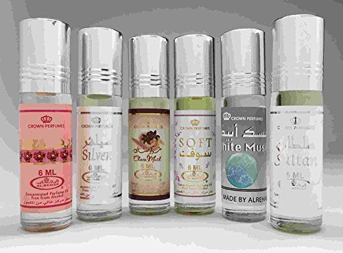 Al-Rehab 6ml Perfume Oil Set #1 – Soft, Sultan Al Oud, Red Rose, Choco Musk, Jasmin & White Musk