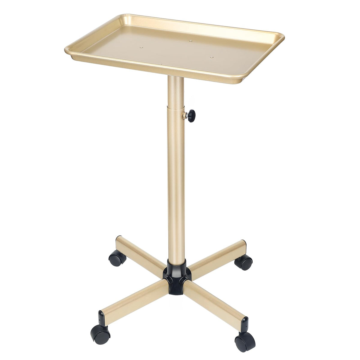 Metal Rolling Salon Tray Cart, Adjustable Service Tray with Wheels