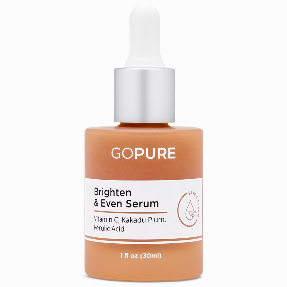 goPure Actives Vitamin C Serum with Ferulic Acid, Brightening Face Serum, 1 fl oz