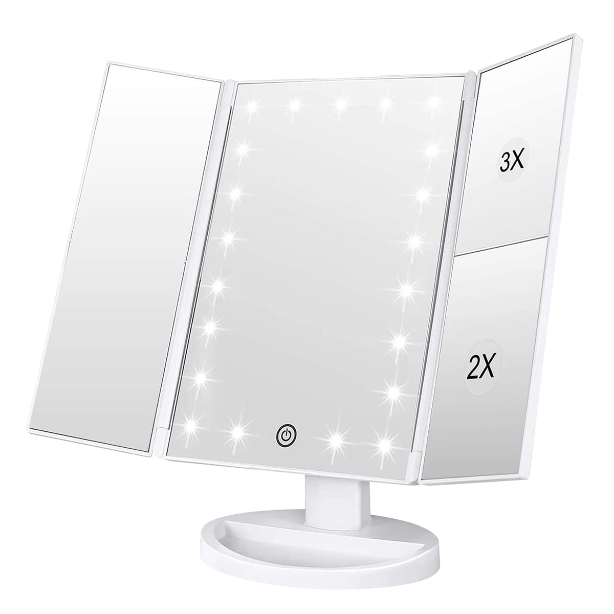 WEILY LED Tri-Fold Makeup Mirror with Magnification