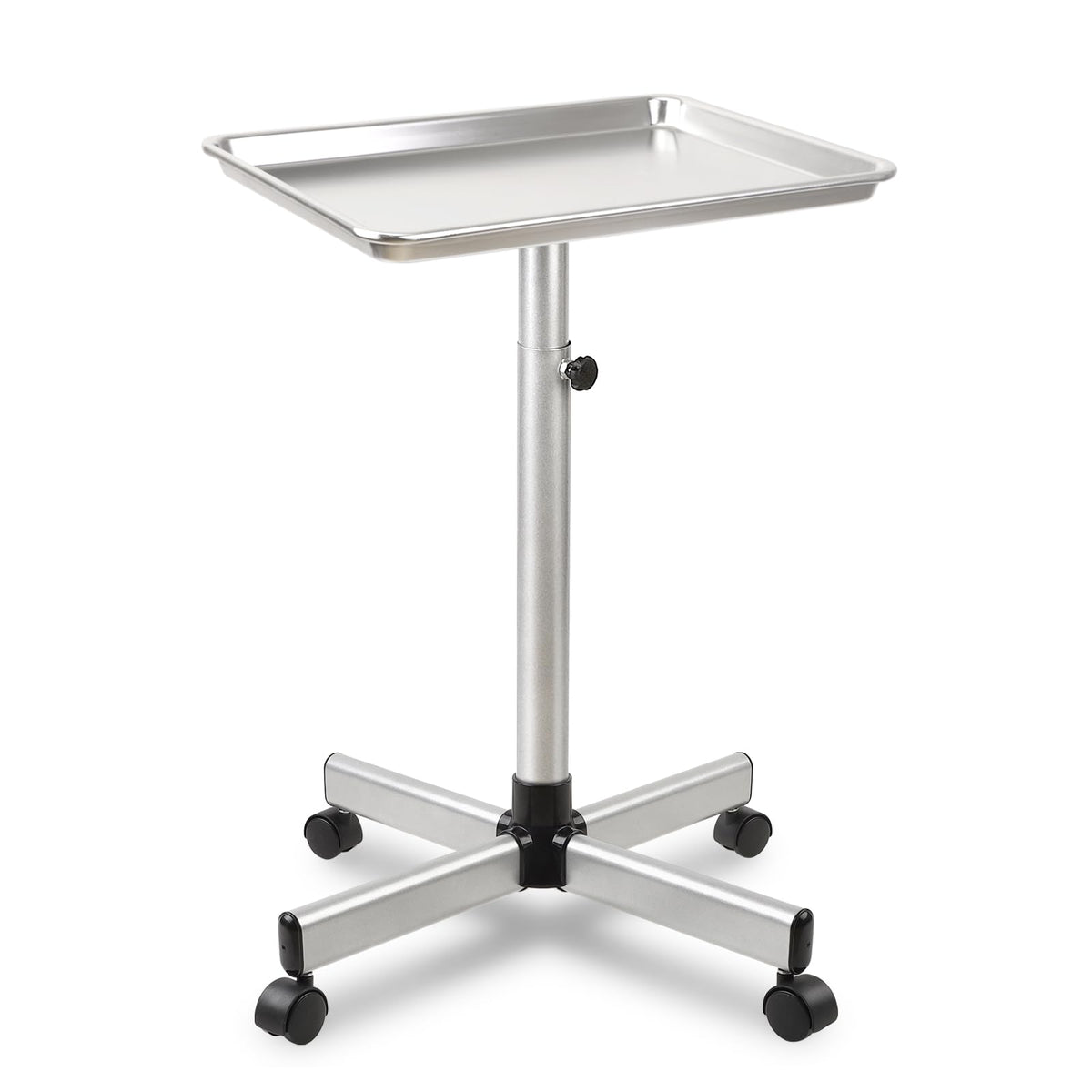 Metal Rolling Salon Tray Cart, Adjustable Service Tray with Wheels