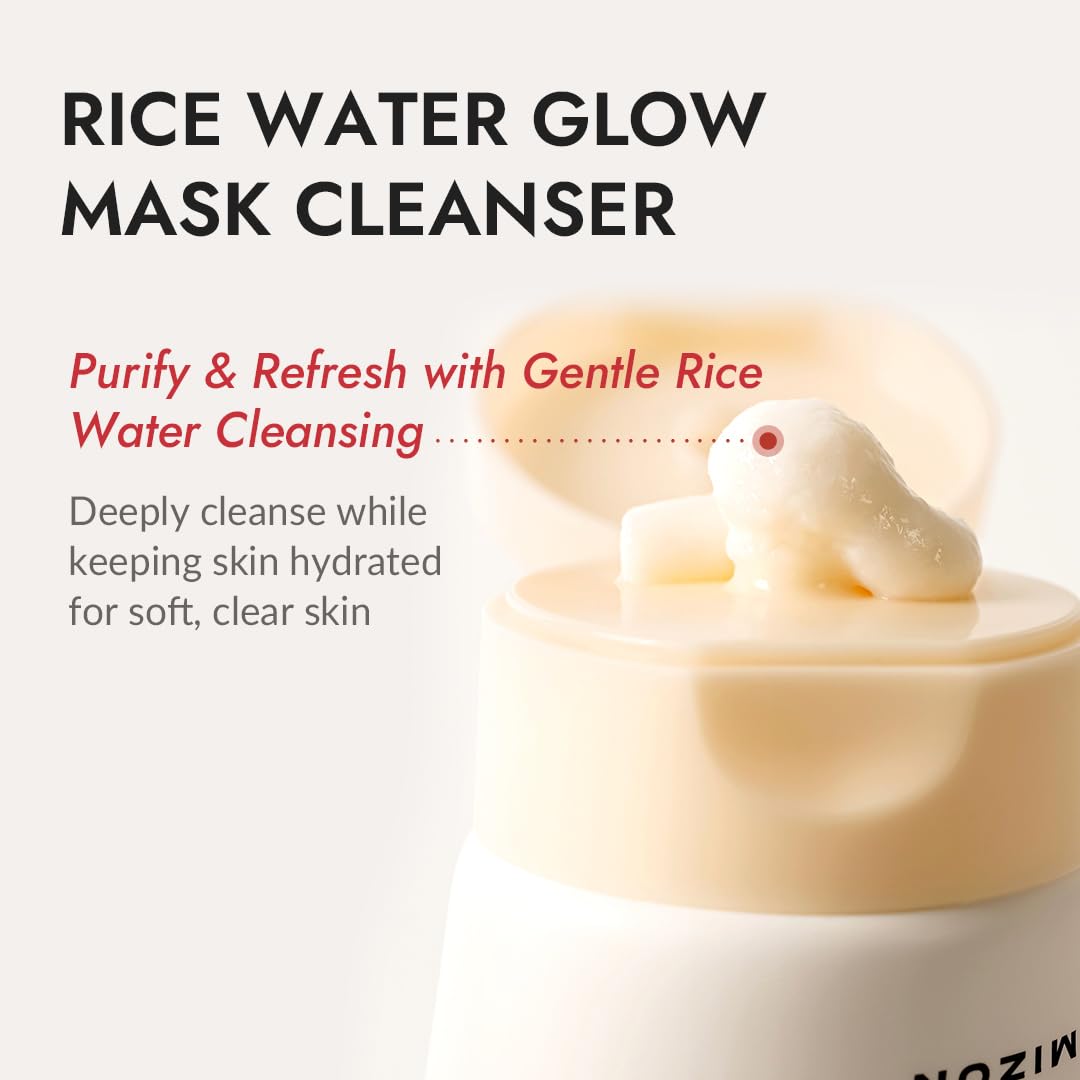 MIZON Rice Water Glow Mask Cleanser 2-in-1 Face Wash, 5.07 fl oz