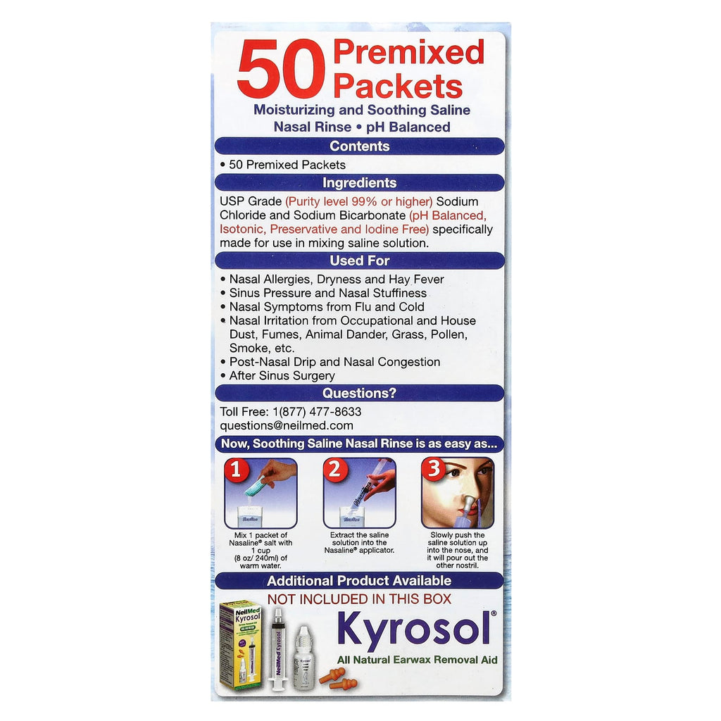 Squip, Nasaline®, Nasal Rinsing System, 50 Premixed Packets