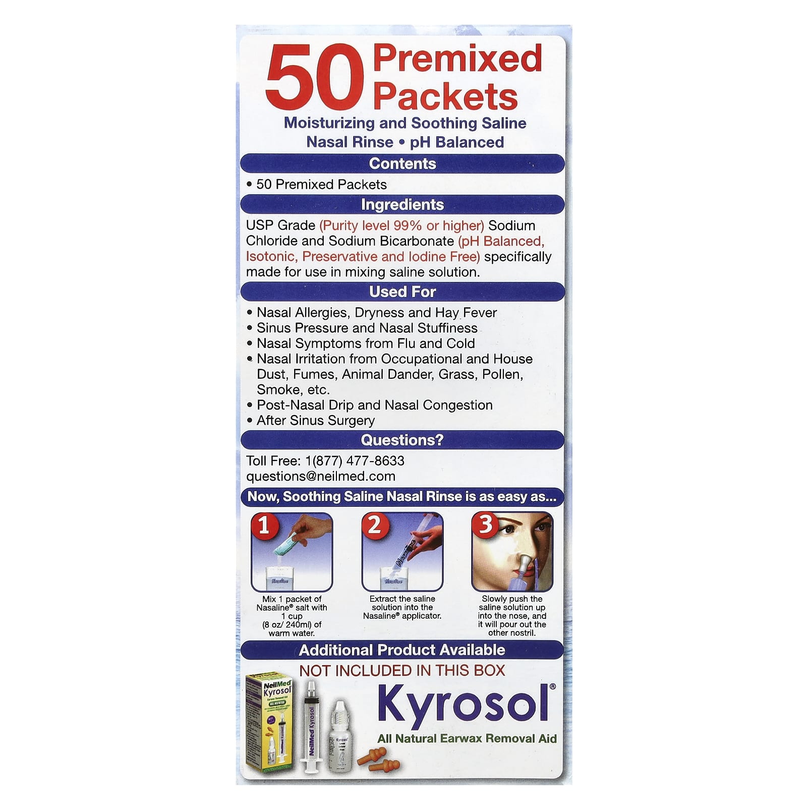 Squip, Nasaline®, Nasal Rinsing System, 50 Premixed Packets