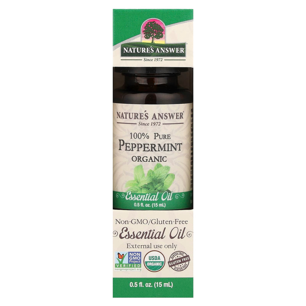 Nature's Answer, 100% Pure Organic Essential Oil, Peppermint, 0.5 fl oz (15 ml)