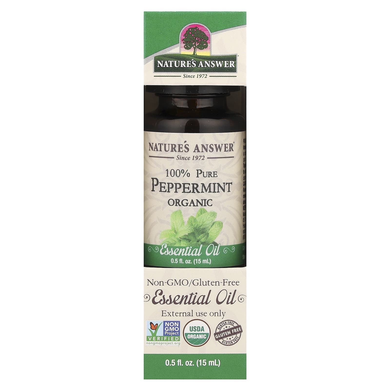 Nature's Answer, 100% Pure Organic Essential Oil, Peppermint, 0.5 fl oz (15 ml)