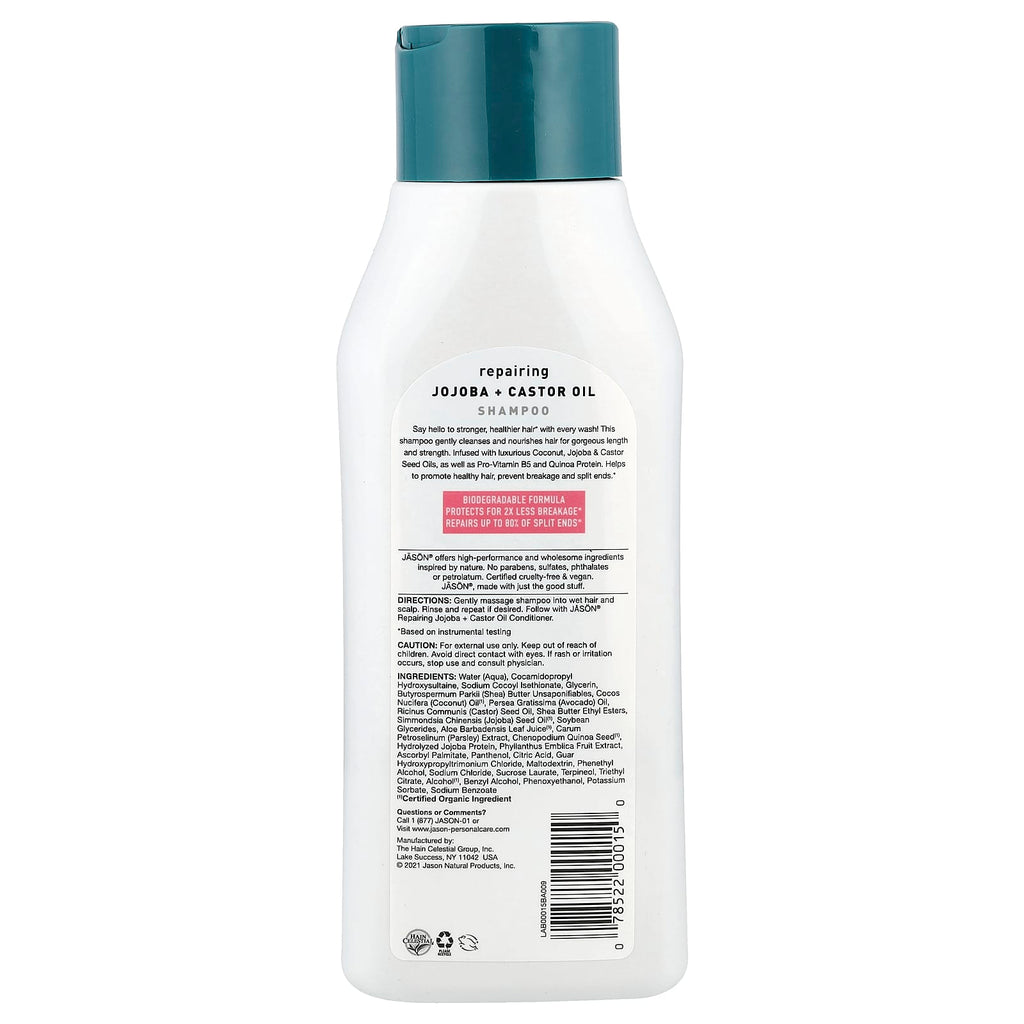 Jason Natural, Shampoo, Repairing Jojoba + Castor Oil , 16 fl oz (473 ml)