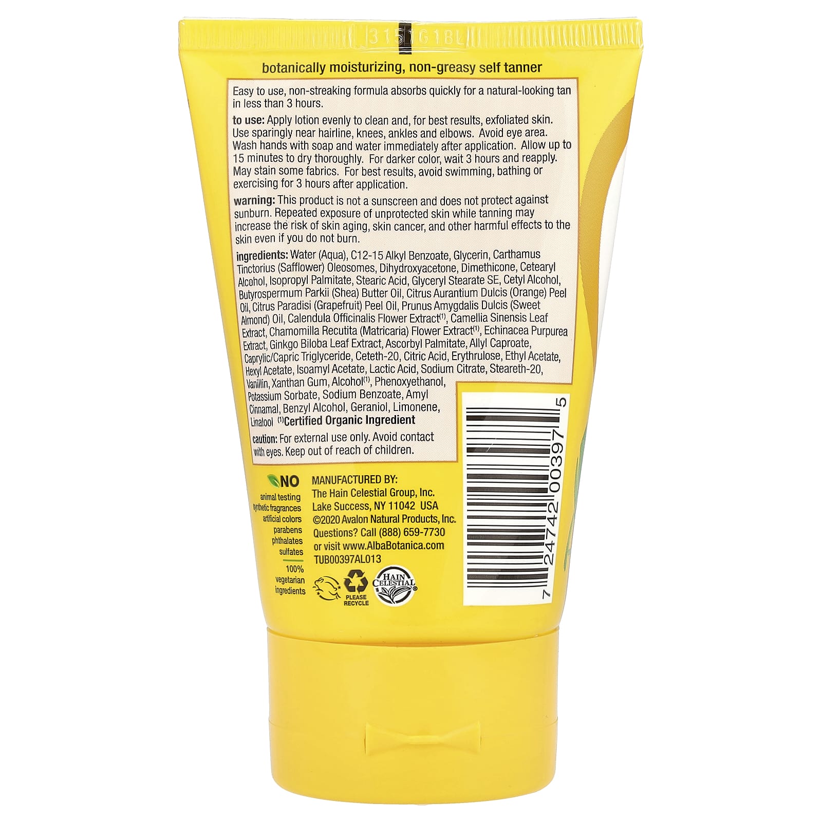 Alba Botanica, Sunless Tanner, 4 oz (113 g)