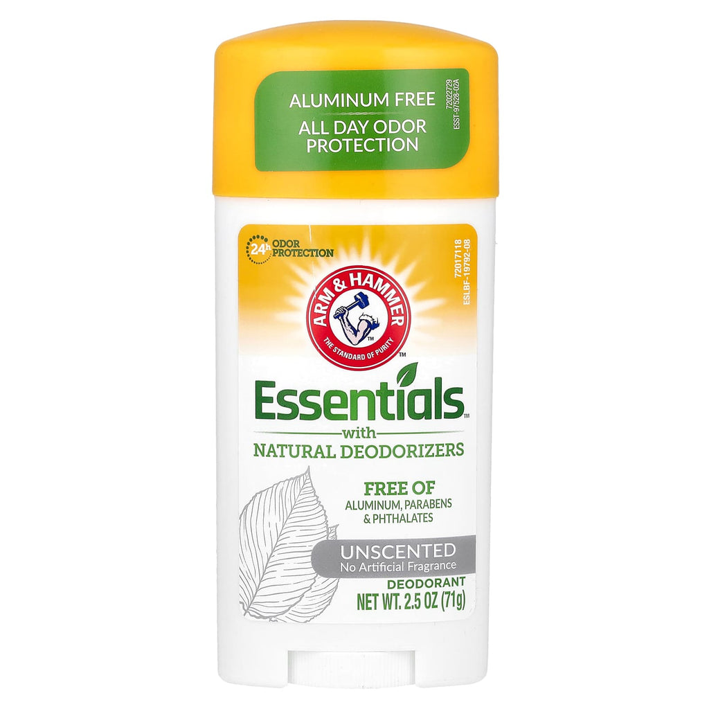 Arm & Hammer, Essentials with Natural Deodorizers, Deodorant, Unscented, 2.5 oz (71 g)